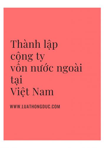 THÀNH LẬP CÔNG TY 100 VỐN NƯỚC NGOÀI [ QUY ĐỊNH PHÁP LÝ MỚI NHẤT]